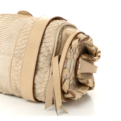 Chloe Snakeskin Calfskin Silverado Shoulder Bag Beige 10 of 11