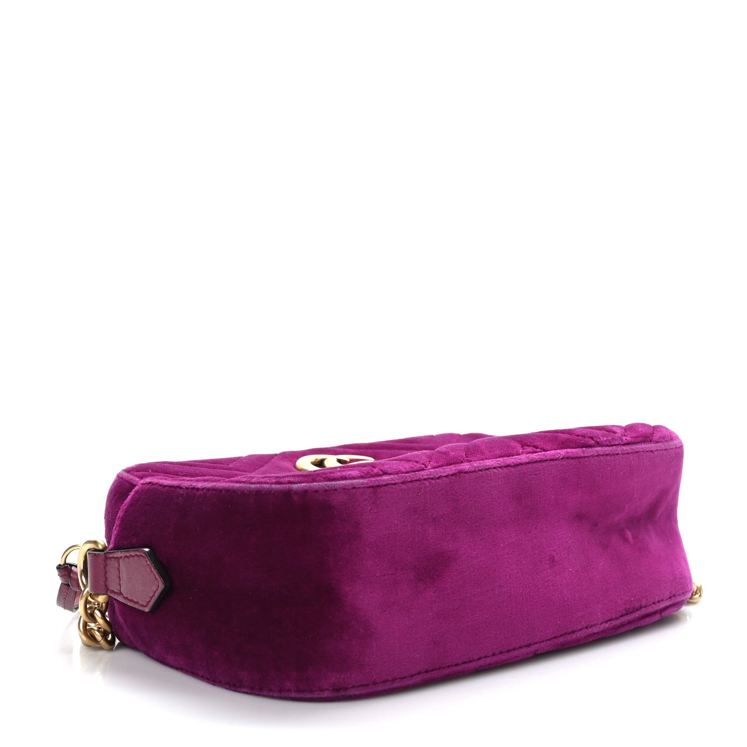 Gucci Velvet Matelasse Small GG Marmont Chain Shoulder Bag Fuchsia Violet Cyclamen 4 of 10