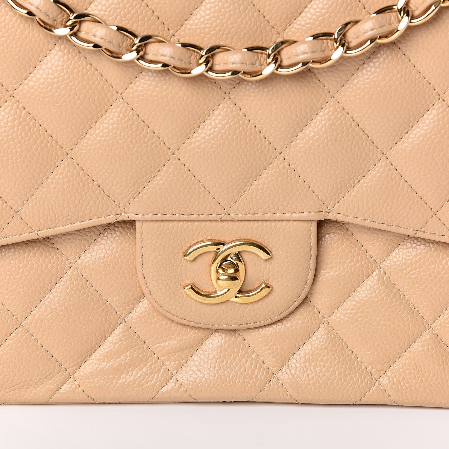 Chanel Caviar Quilted Jumbo Double Flap Beige Clair 10 of 10