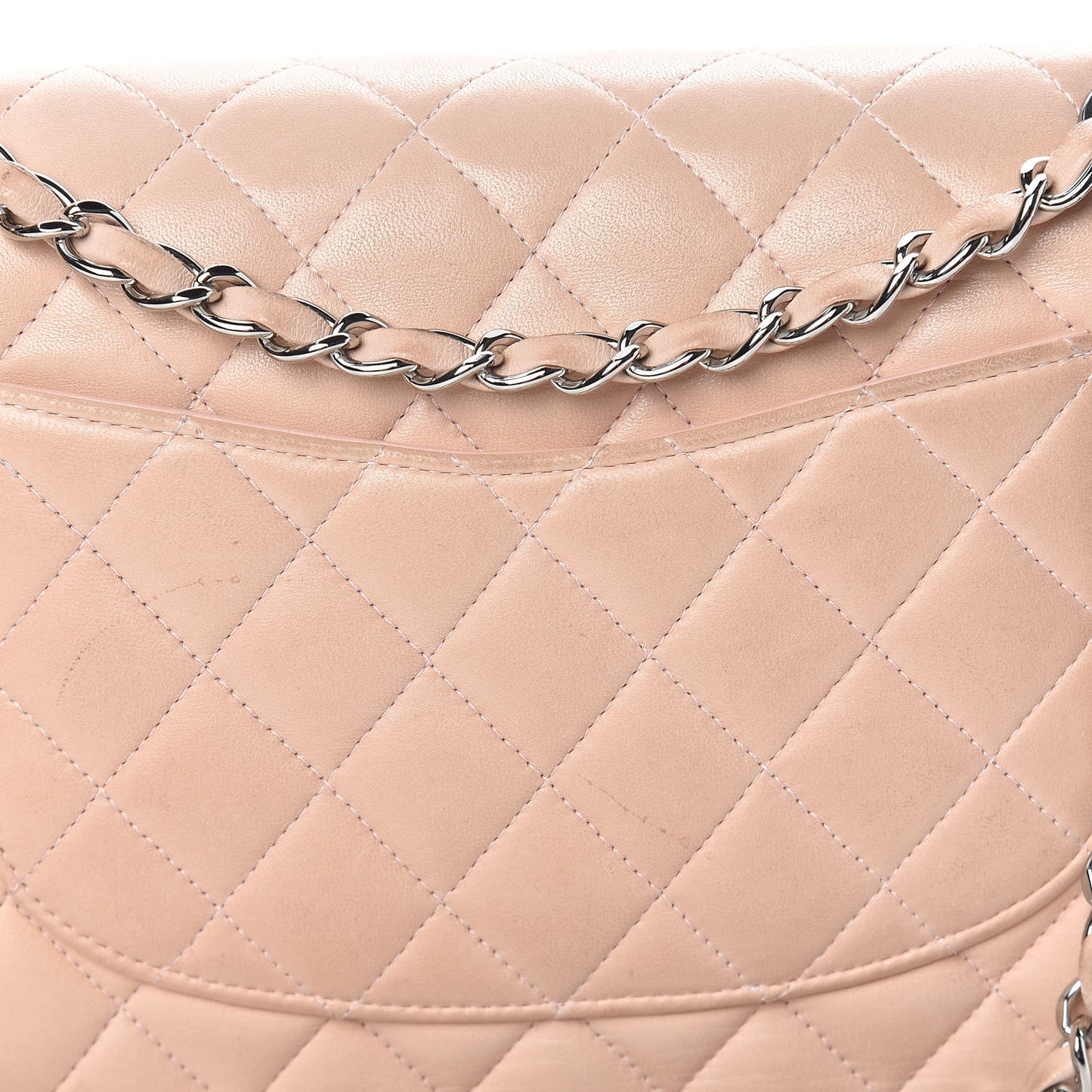 Lambskin Quilted Medium Double Flap Light Pink