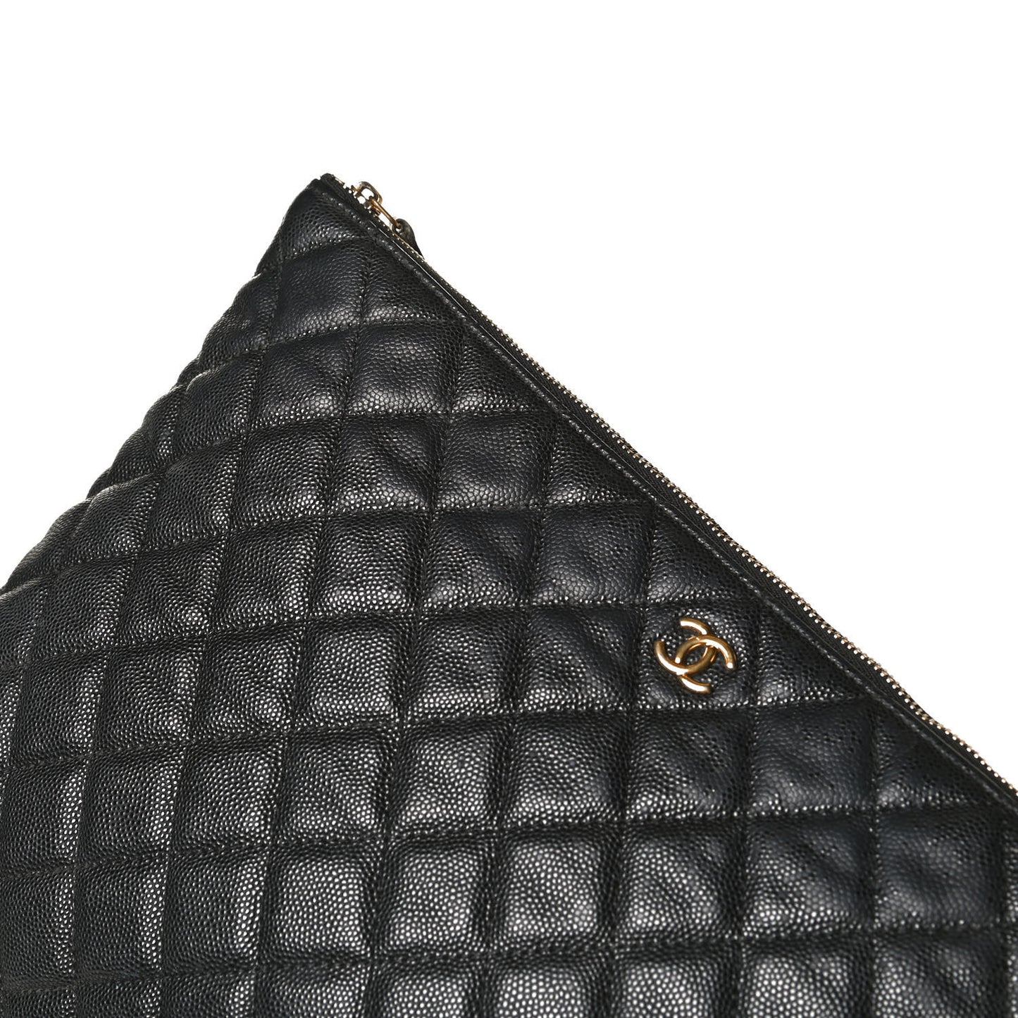 Caviar Quilted Large Cosmetic Case Black