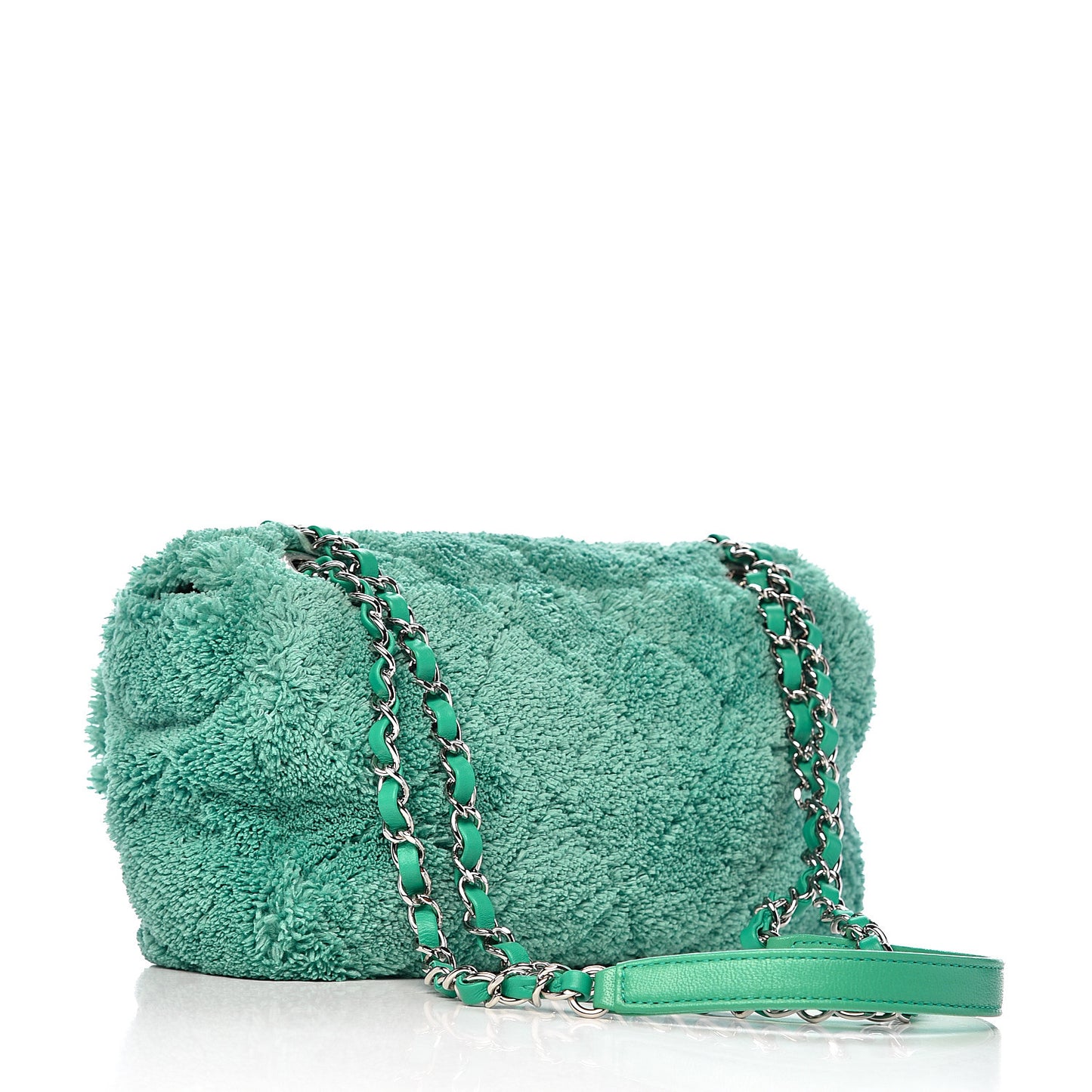 Lambskin Calfskin Mixed Fibers Quilted Medium Flap Green