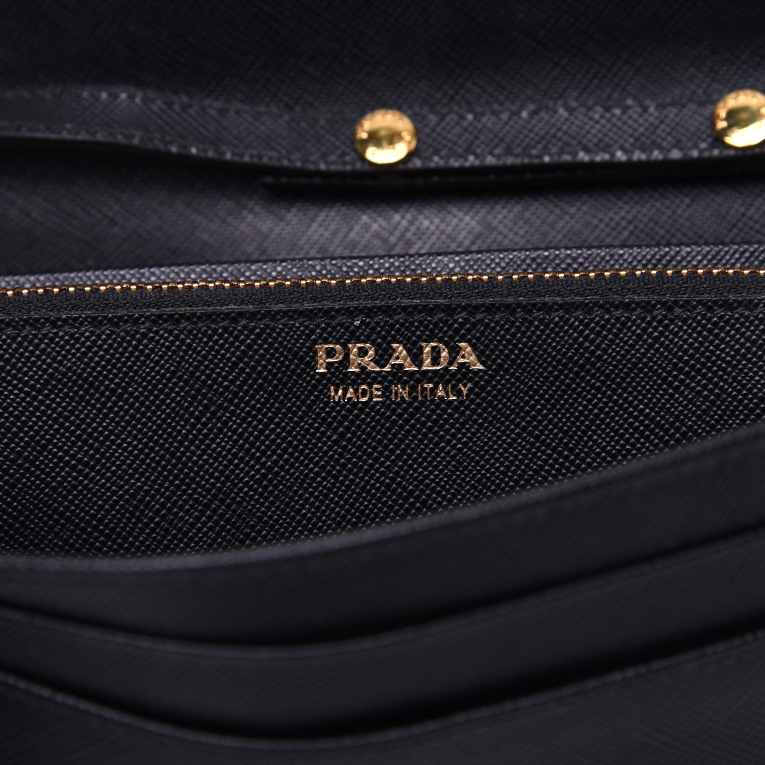 Prada Saffiano Metal Oro Chain Wallet Black 8 of 13