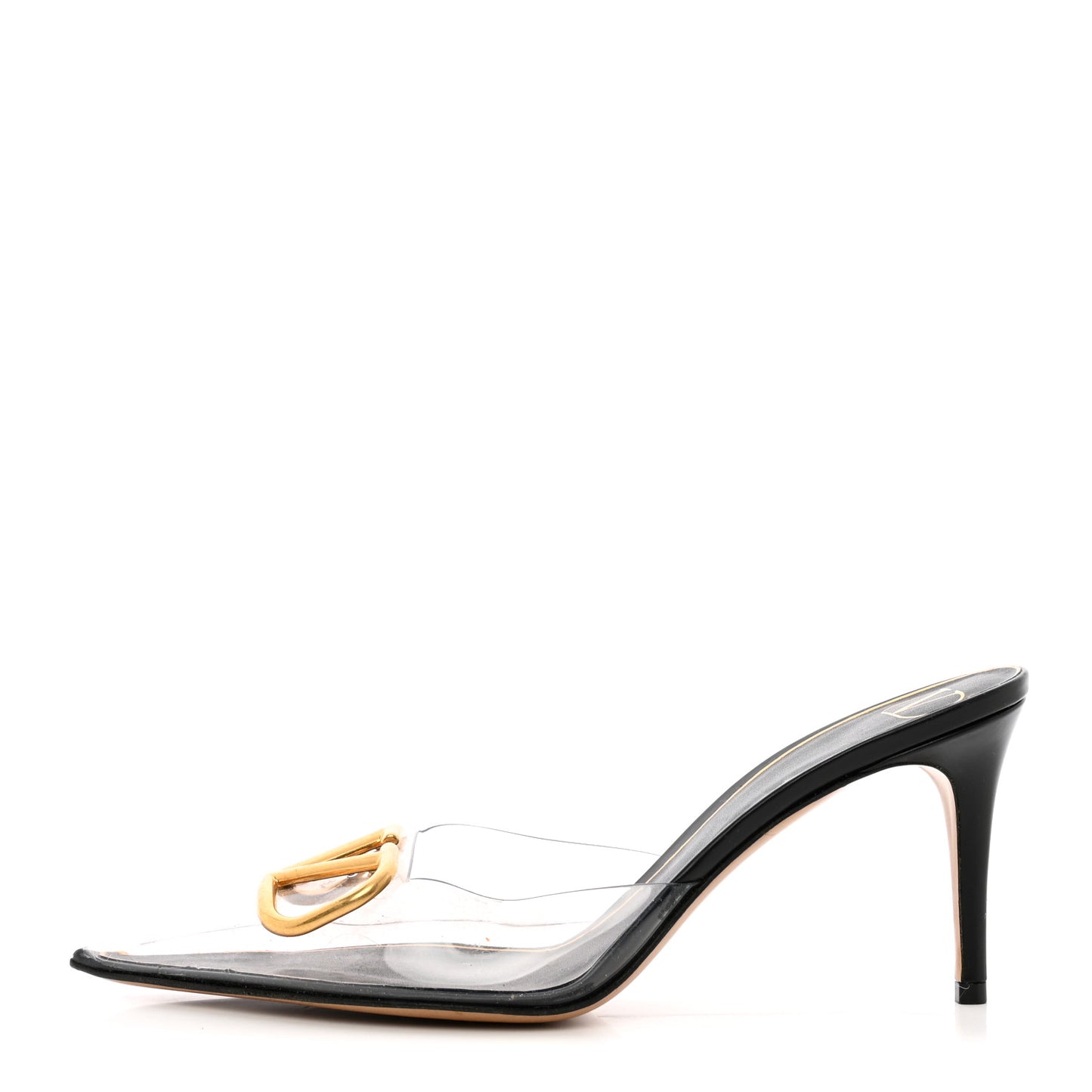 PVC Calfskin VLogo Pointed Toe 80mm Mules 40 Transparent