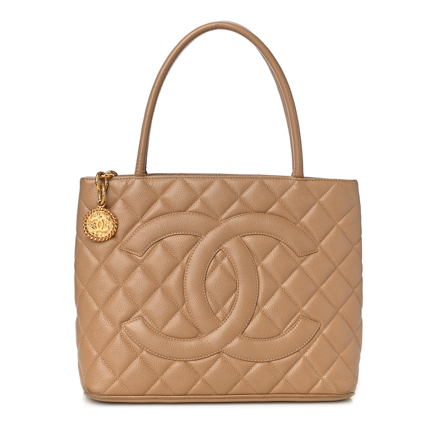 Caviar Quilted Medallion Tote Beige
