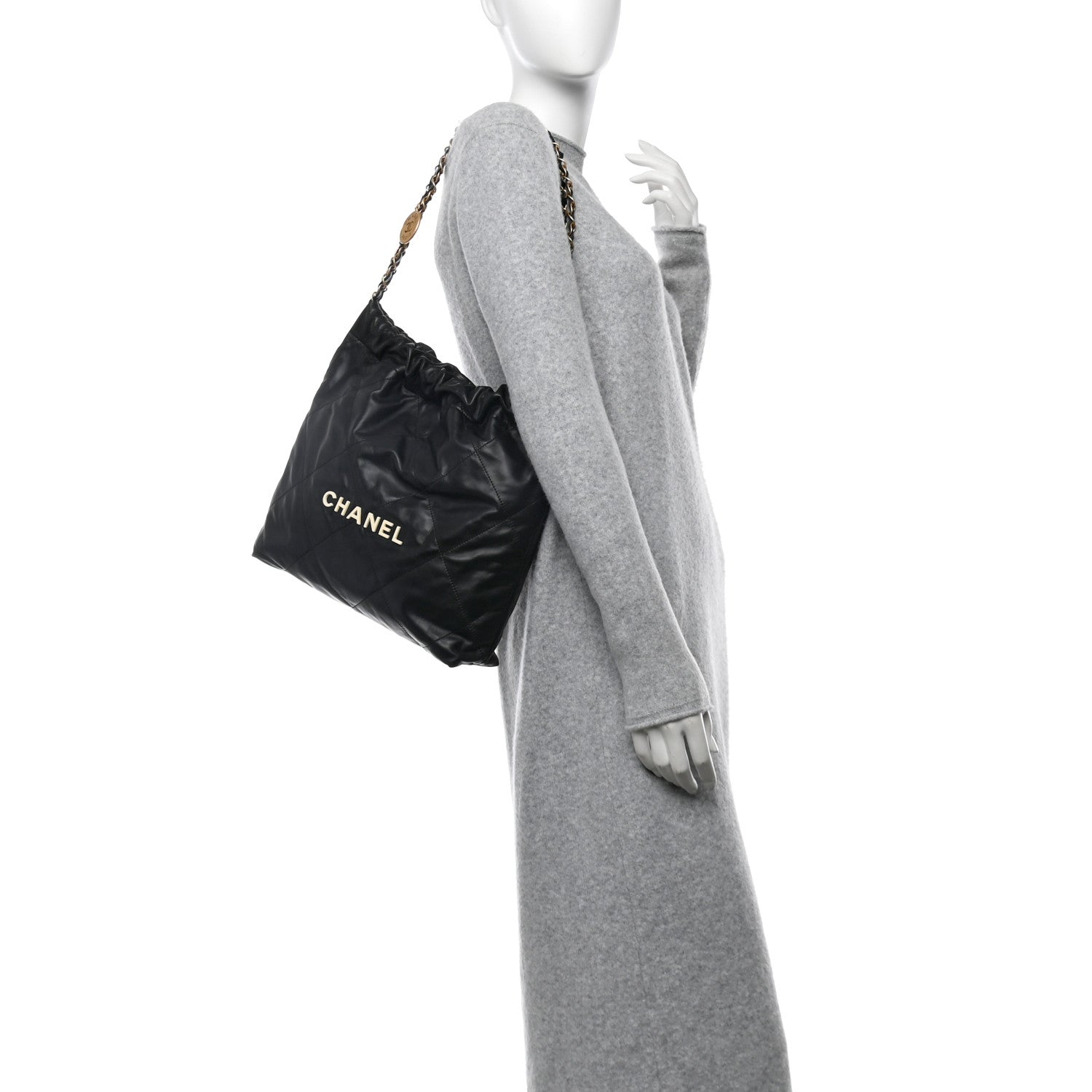 Chanel Calfskin Quilted Small Chanel 22 Black 2 of 11