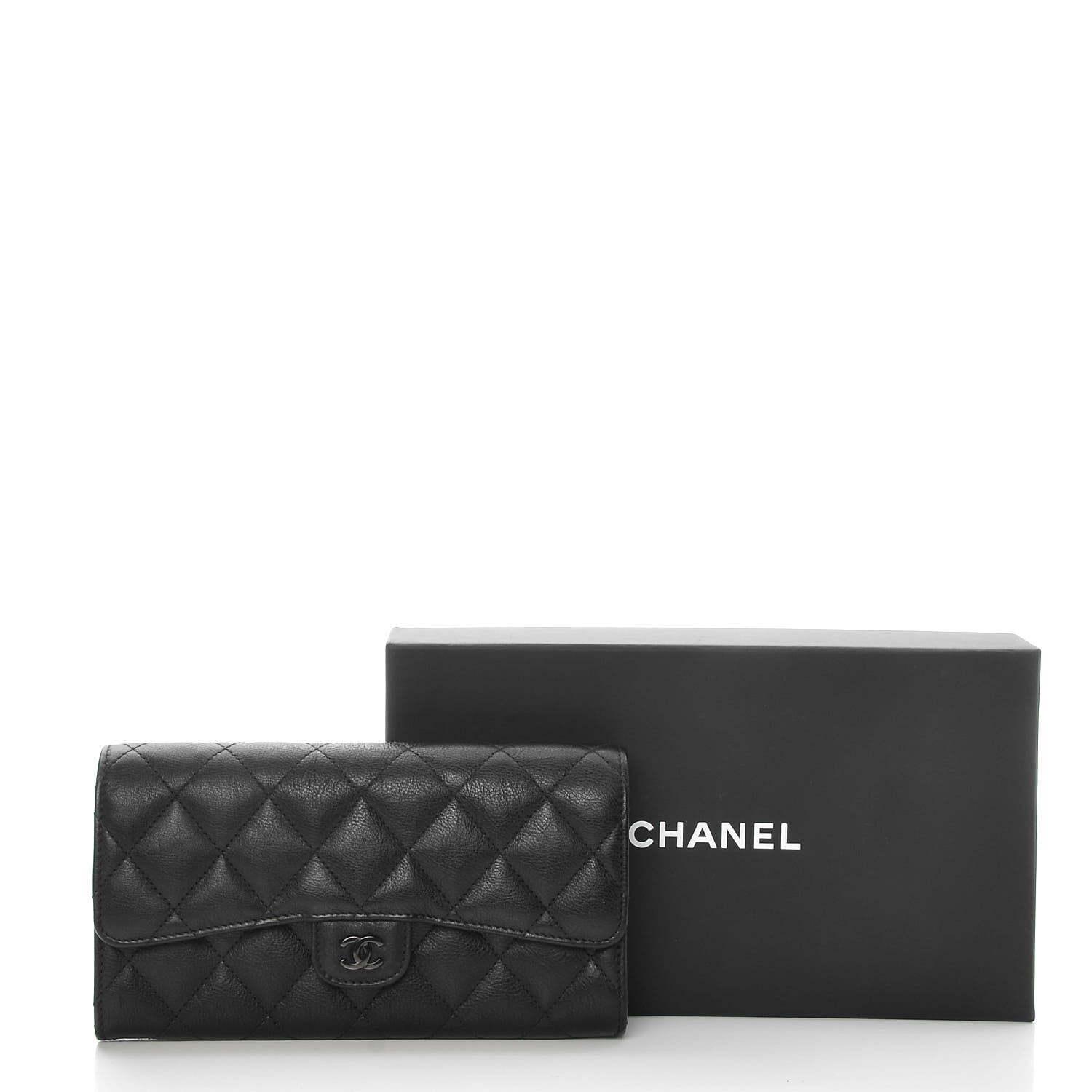 Chanel Crumpled Calfskin Quilted Large Flap Wallet So Black 9 of 9