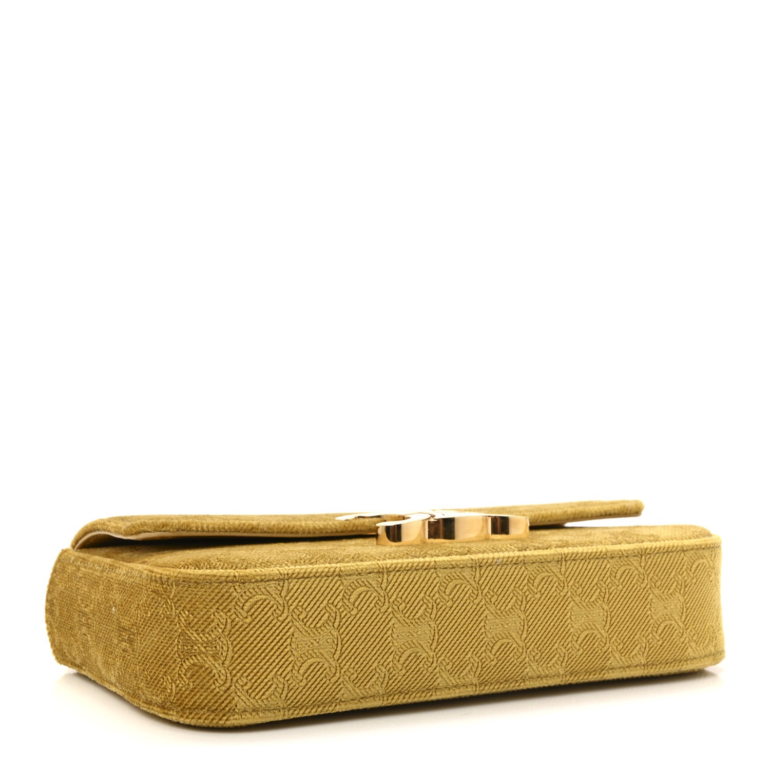 Celine Velvet Triomphe Chain Shoulder Bag Gold 4 of 10
