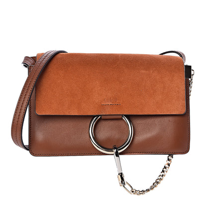 Chloe Suede Calfskin Small Faye Shoulder Bag Tobacco 1 of 10