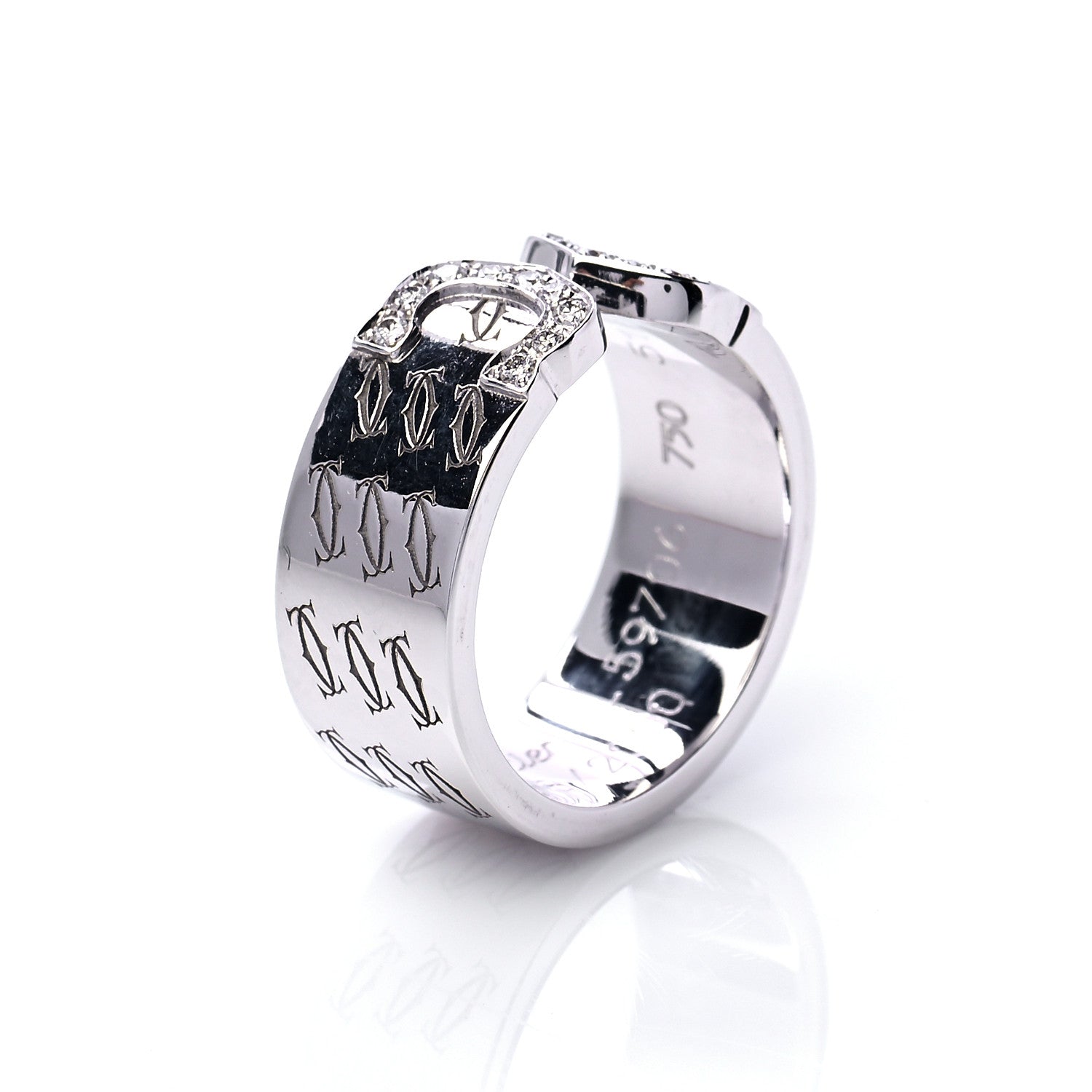 Cartier 18K White Gold Diamond C De Cartier Christmas Ring 51 5.75 5 of 5