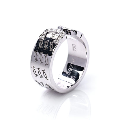 Cartier 18K White Gold Diamond C De Cartier Christmas Ring 51 5.75 5 of 5