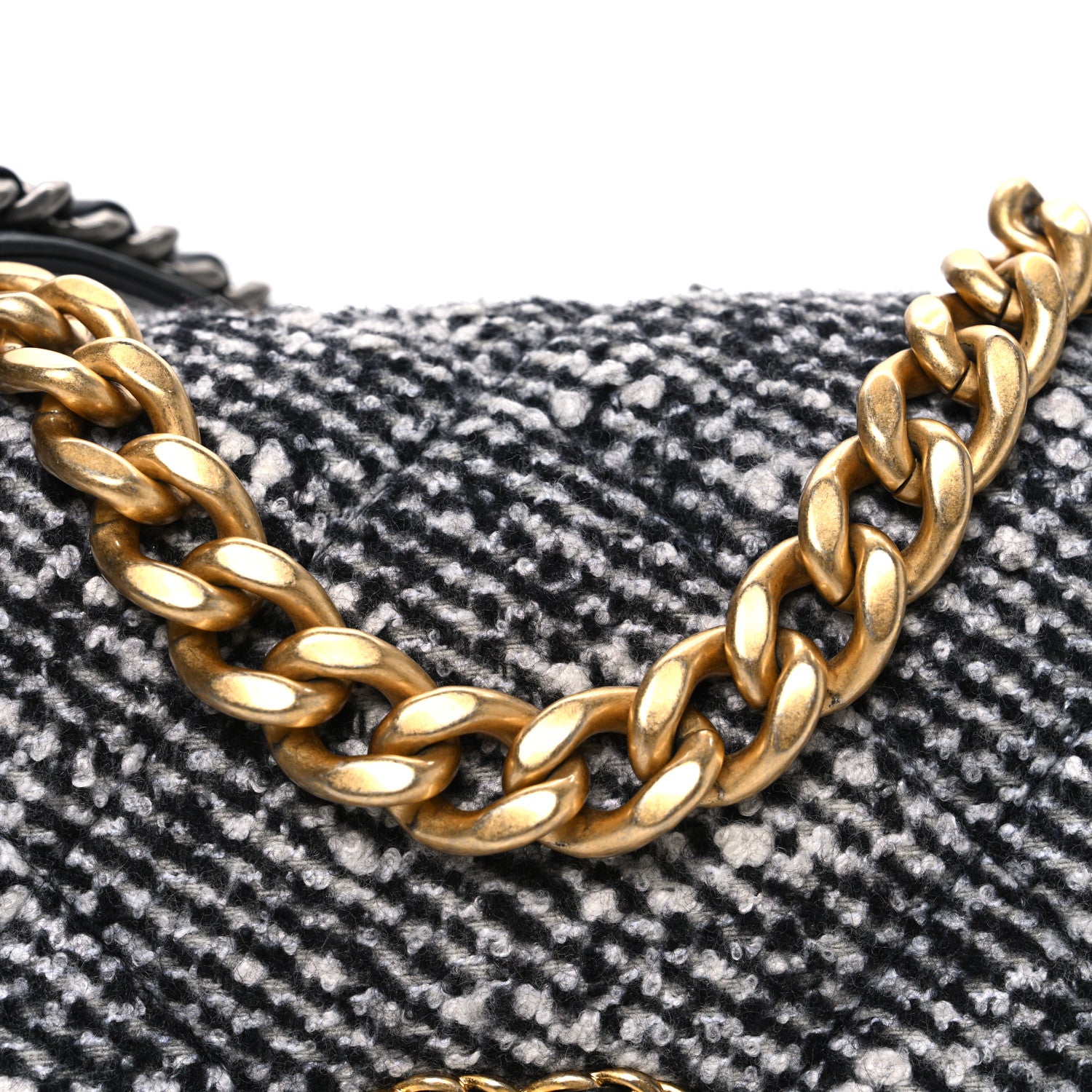 Chanel Tweed Quilted Medium Chanel 19 Flap Grey 8 of 10