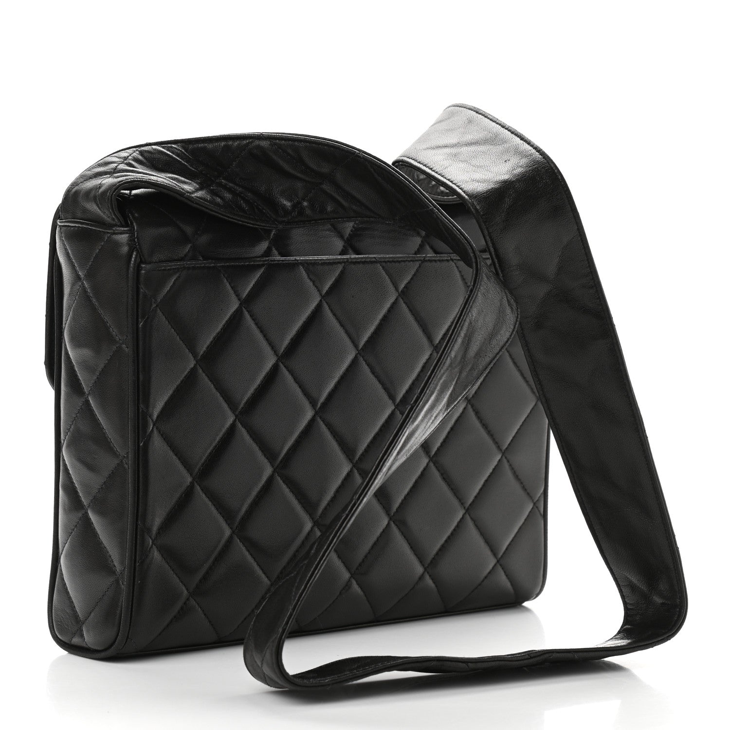 Chanel Lambskin Quilted CC Single Flap Shoulder Bag Black 2 of 11