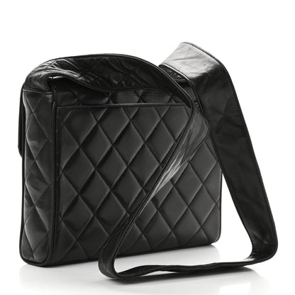Chanel Lambskin Quilted CC Single Flap Shoulder Bag Black 2 of 11