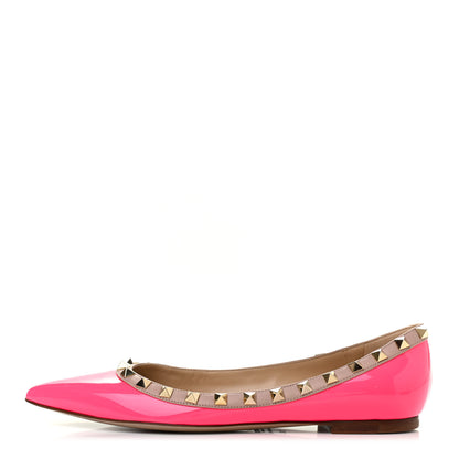 Valentino Garavani Patent Nappa Rockstud Ballerina Flats 36.5 Fuxia Fluo Poudre 1 of 7