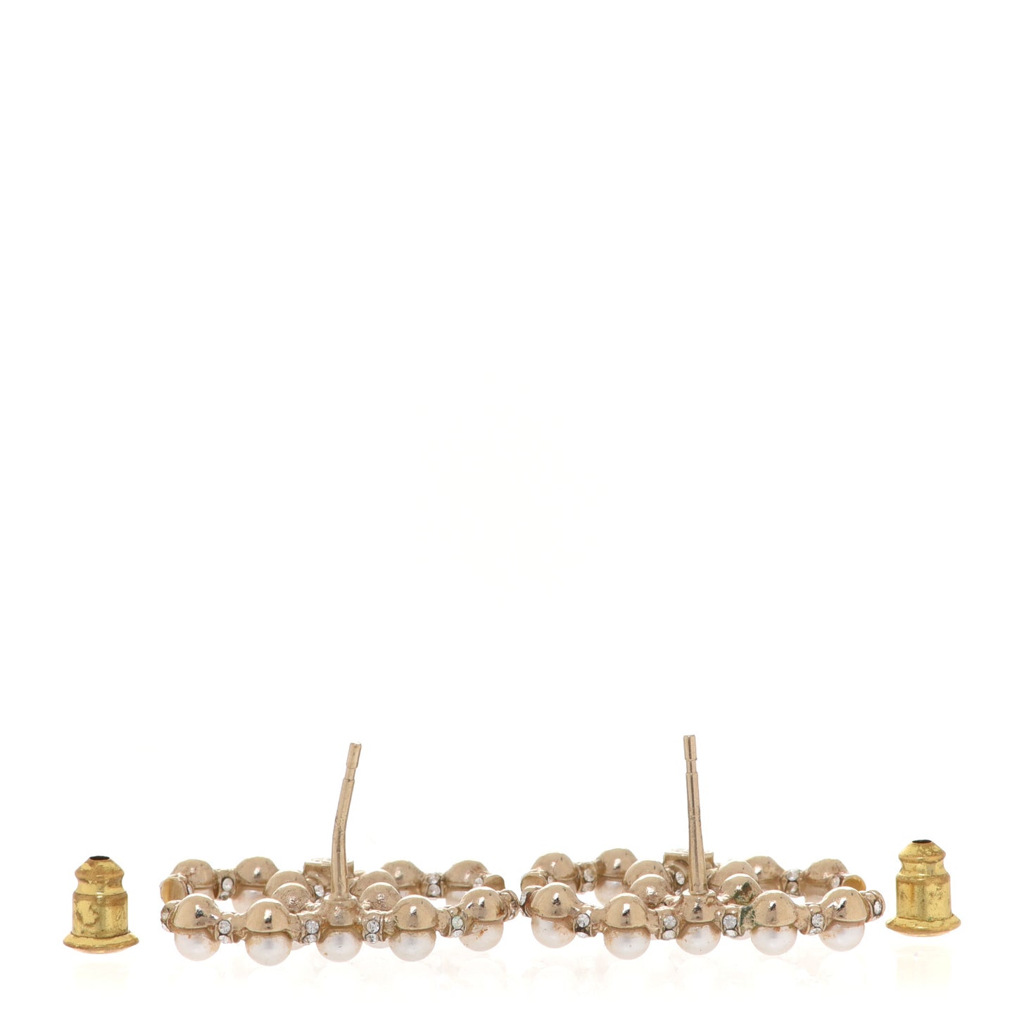 Pearl Crystal Nefertiti CC Earrings Gold