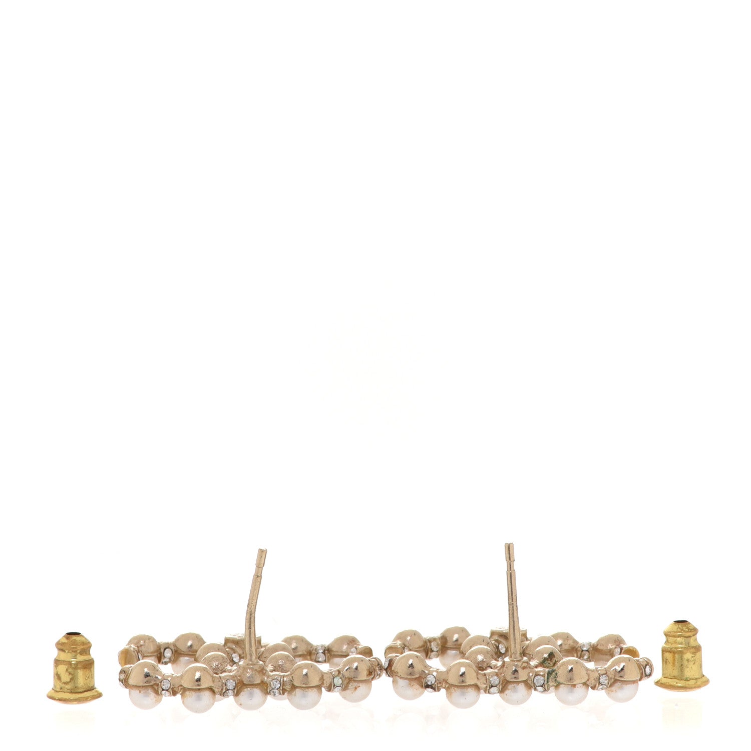 Chanel Pearl Crystal Nefertiti CC Earrings Gold 3 of 4