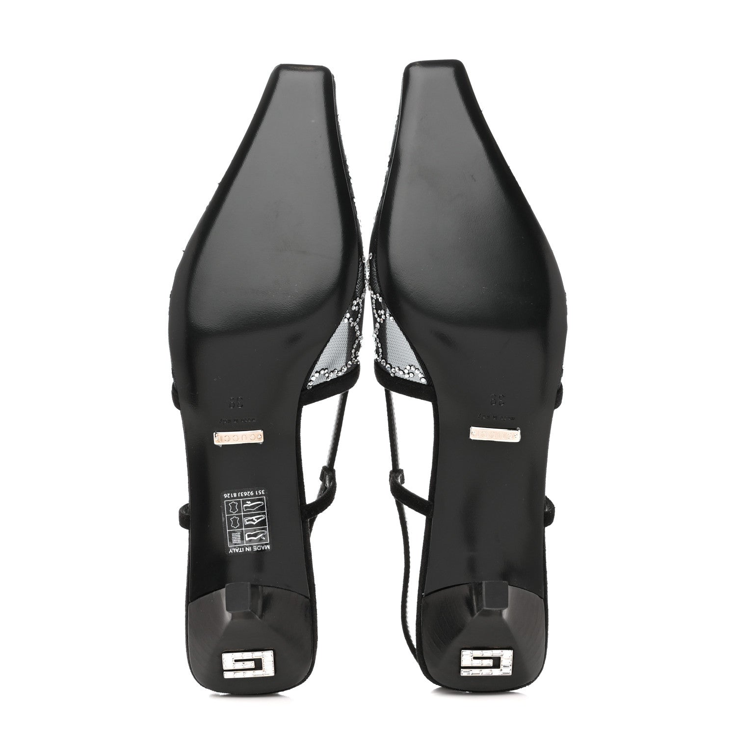 Gucci Tela Retino Kid Scamosciato Crystal GG Monogram Square G 35mm Slingback Pumps 39 Black 10 of 19