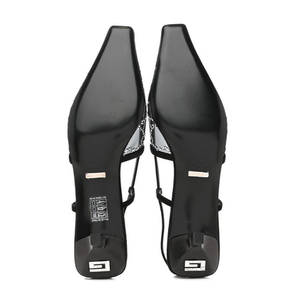Gucci Tela Retino Kid Scamosciato Crystal GG Monogram Square G 35mm Slingback Pumps 39 Black 10 of 19