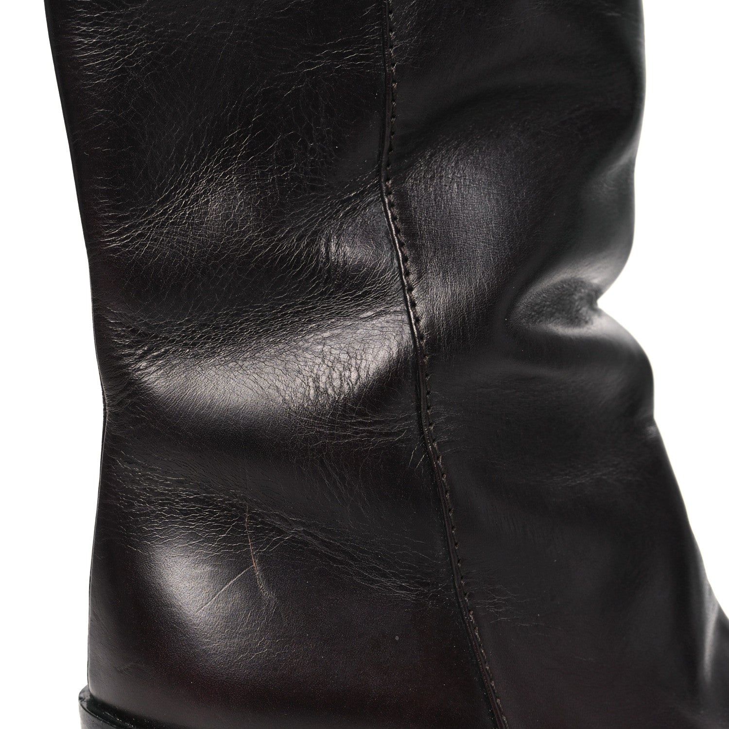Chanel Calfskin CC Wyoming Knee High Boots 40 Dark Brown 10 of 12