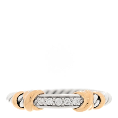 David Yurman Sterling Silver 18K Yellow Gold Diamond Petite Helena Wrap Ring 48 4.5 1 of 5