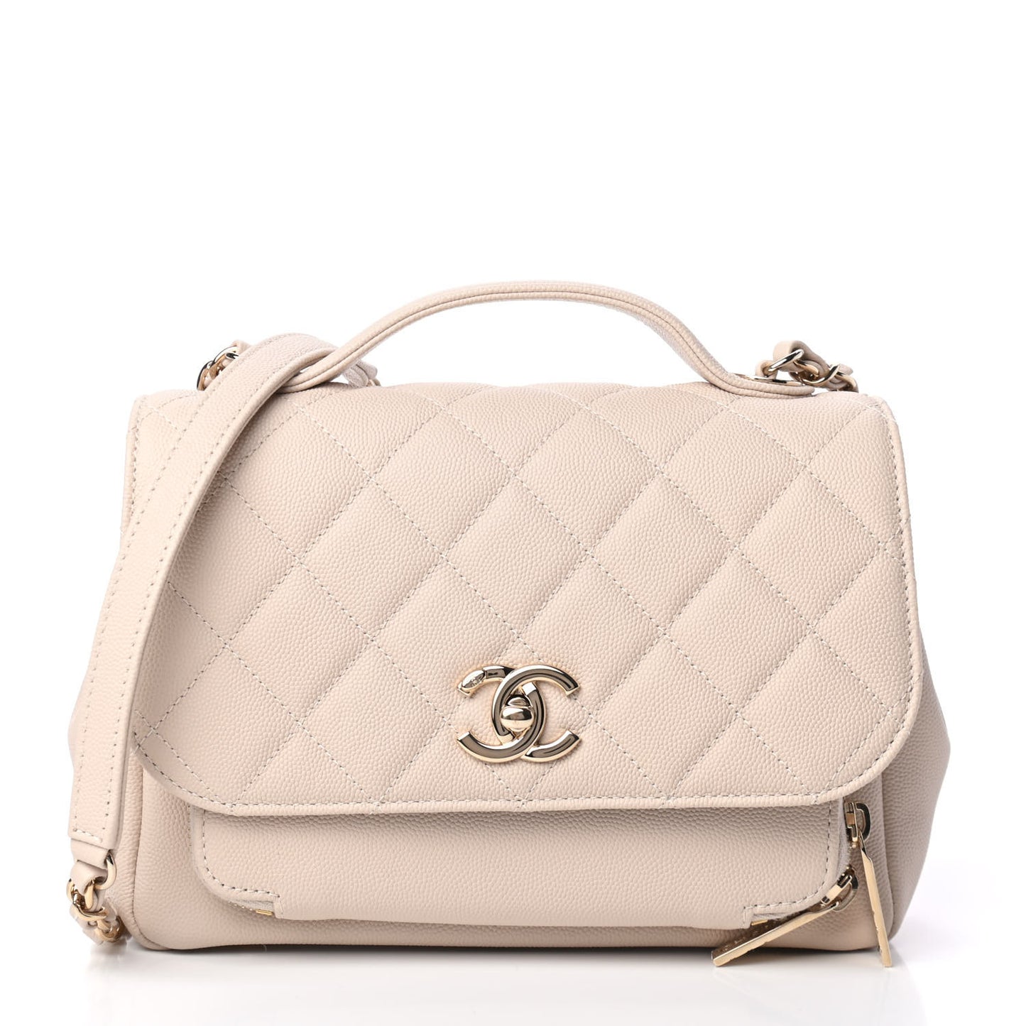 Caviar Quilted Medium Business Affinity Flap Beige