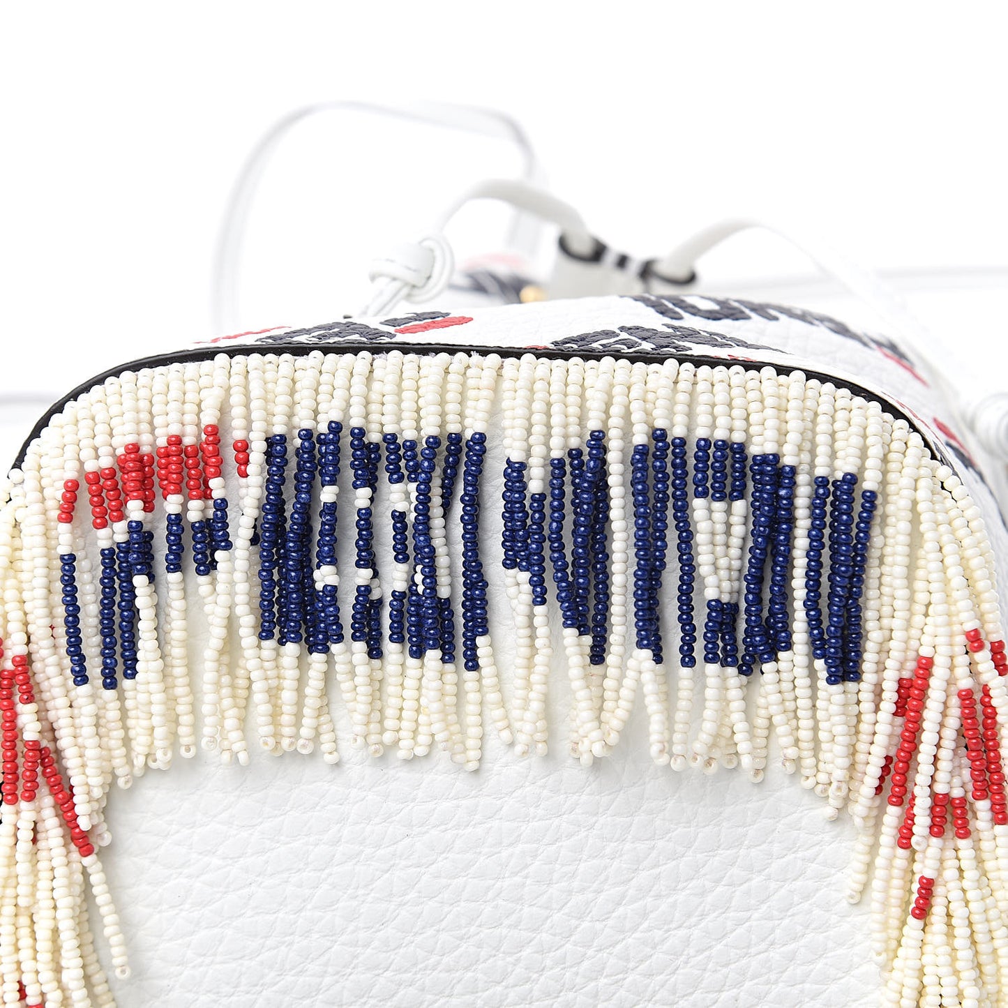 X FILA Calfskin F is Fendi Mania Fringe Mini Mon Tresor Bucket Bag White