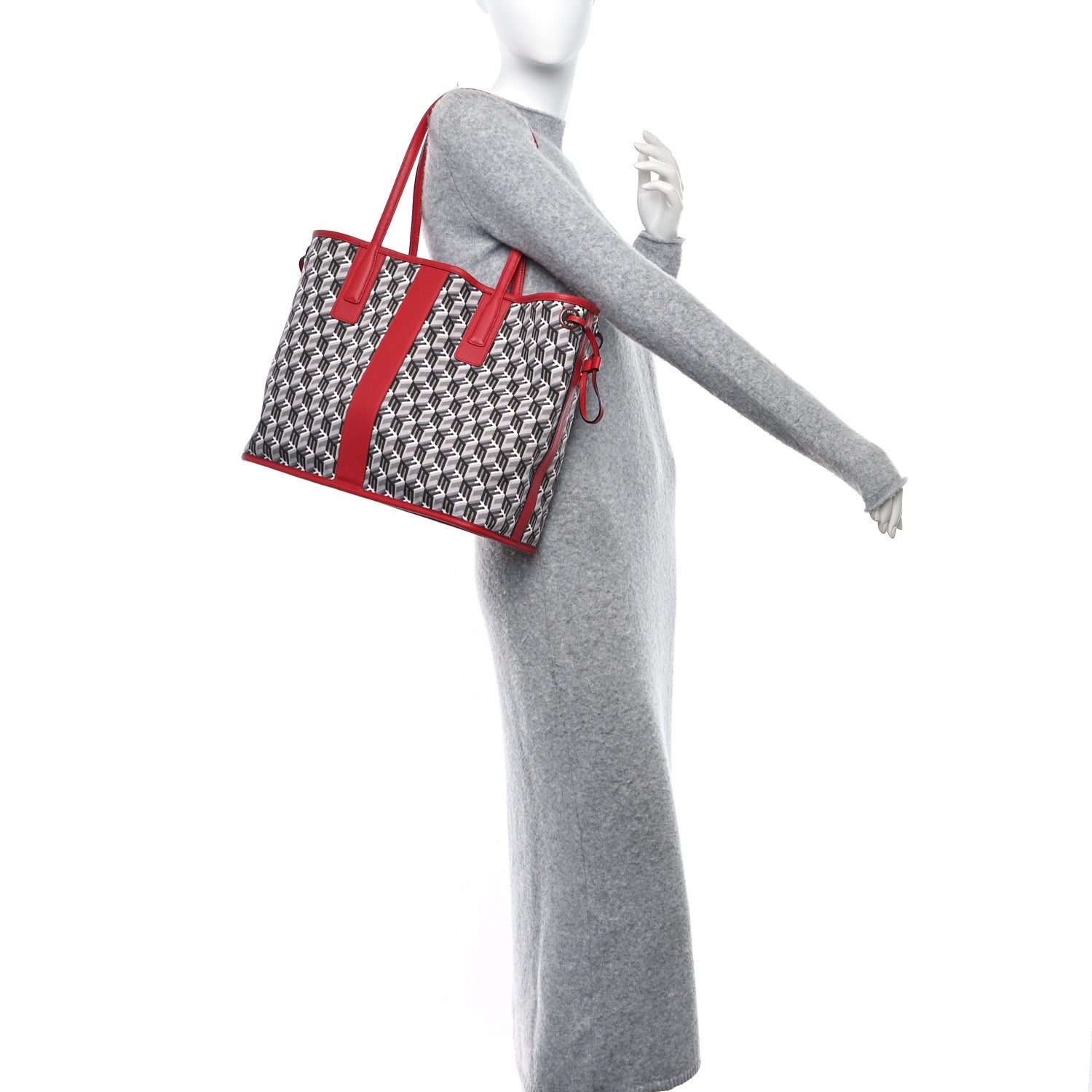 MCM Visetos Medium Liz Reversible Shopper Tote Candy Red 2 of 12