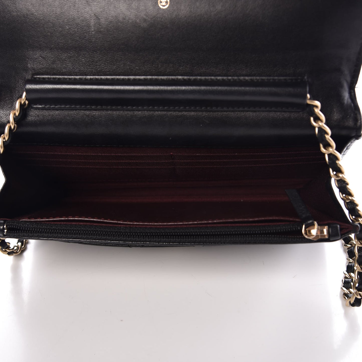 Lambskin Quilted Wallet On Chain WOC Black