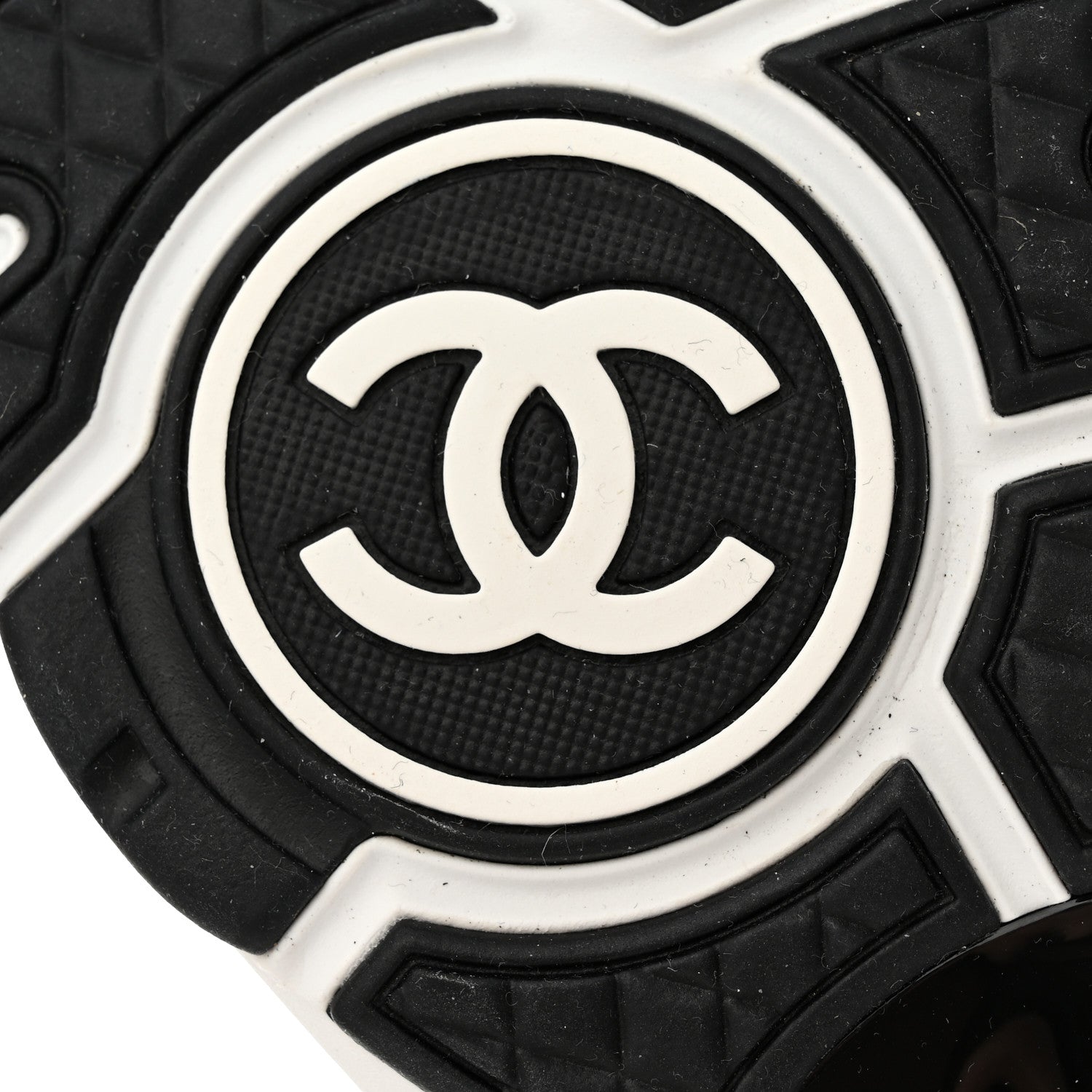 Chanel Mesh Suede Calfskin Grained Calfskin Womens CC Sneakers 37.5 White Black 8 of 9
