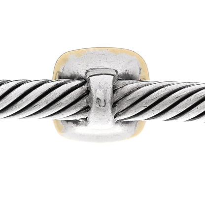 David Yurman Sterling Silver 18K Yellow Gold Diamond 4mm Square Station Cable Cuff Bracelet 4 of 4