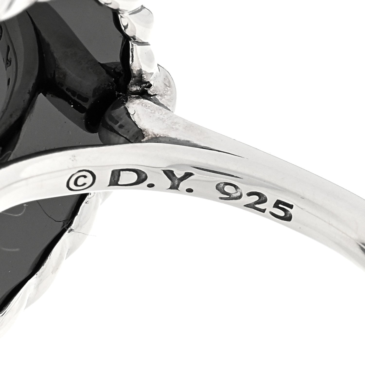 David Yurman Sterling Silver Diamond Black Onyx Elements Ring 58 8.25 4 of 4