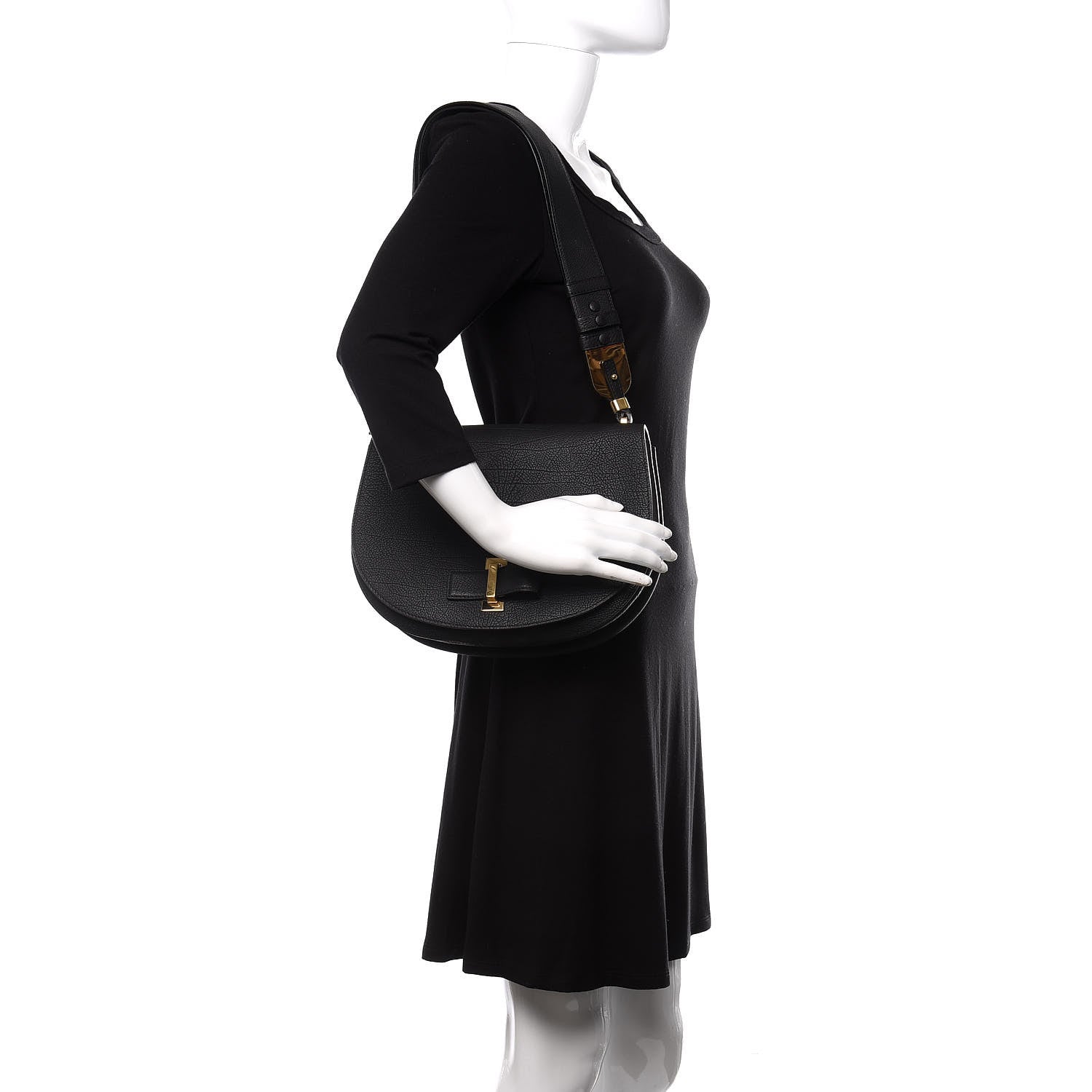 Delvaux Crispy Calfskin Le Mutin MM Saddle Bag Black 2 of 11