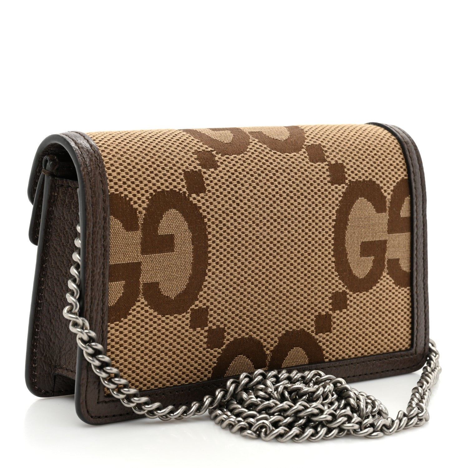 Gucci Monogram Jumbo GG Textured Dollar Calfskin Super Mini Dionysus Shoulder Bag Camel Ebony New Acero 3 of 10