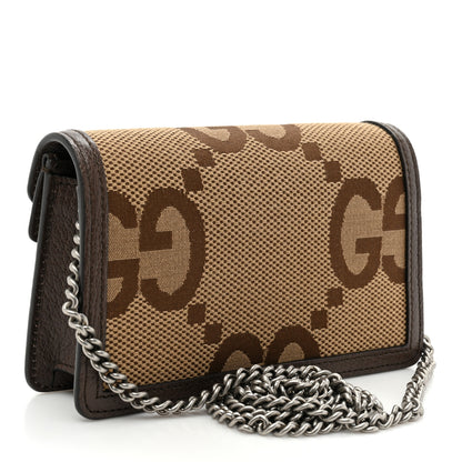 Gucci Monogram Jumbo GG Textured Dollar Calfskin Super Mini Dionysus Shoulder Bag Camel Ebony New Acero 3 of 10
