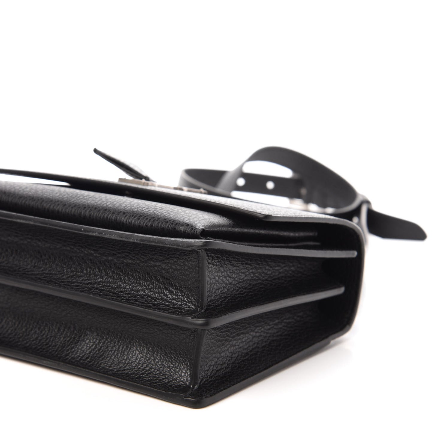Grained Calfskin Medium Monogram Sunset Satchel Black