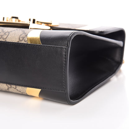 Gucci Calfskin GG Supreme Monogram Small Padlock Shoulder Bag Black Gold 9 of 13