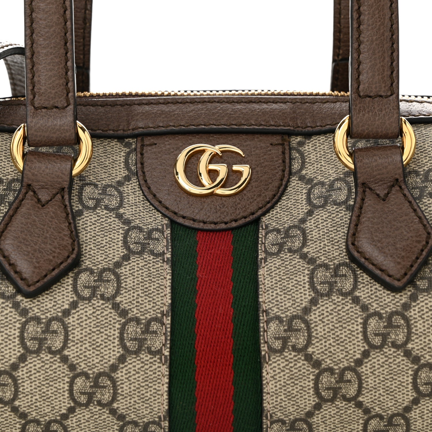 Gucci GG Supreme Monogram Web Small Ophidia Boston Bag Beige New Acero 8 of 11