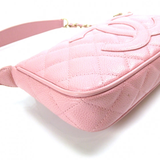 Caviar Quilted Pochette Pink