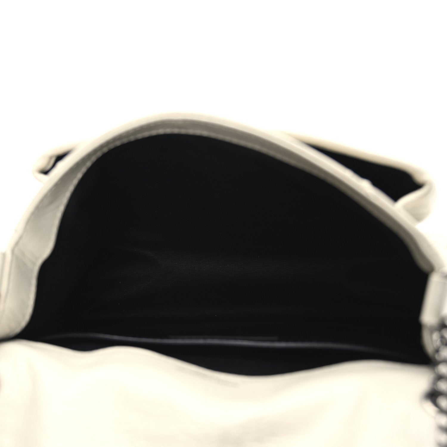 Saint Laurent Crinkled Calfskin Matelasse Monogram Baby Niki Chain Satchel Blanc Vintage 5 of 14