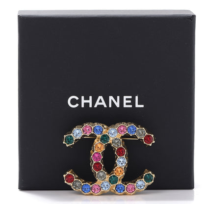 Chanel Crystal Over The Rainbow CC Brooch Gold Multicolor 5 of 5