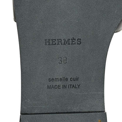 Hermes Box Calfskin Oran Sandals 38 Black 8 of 9