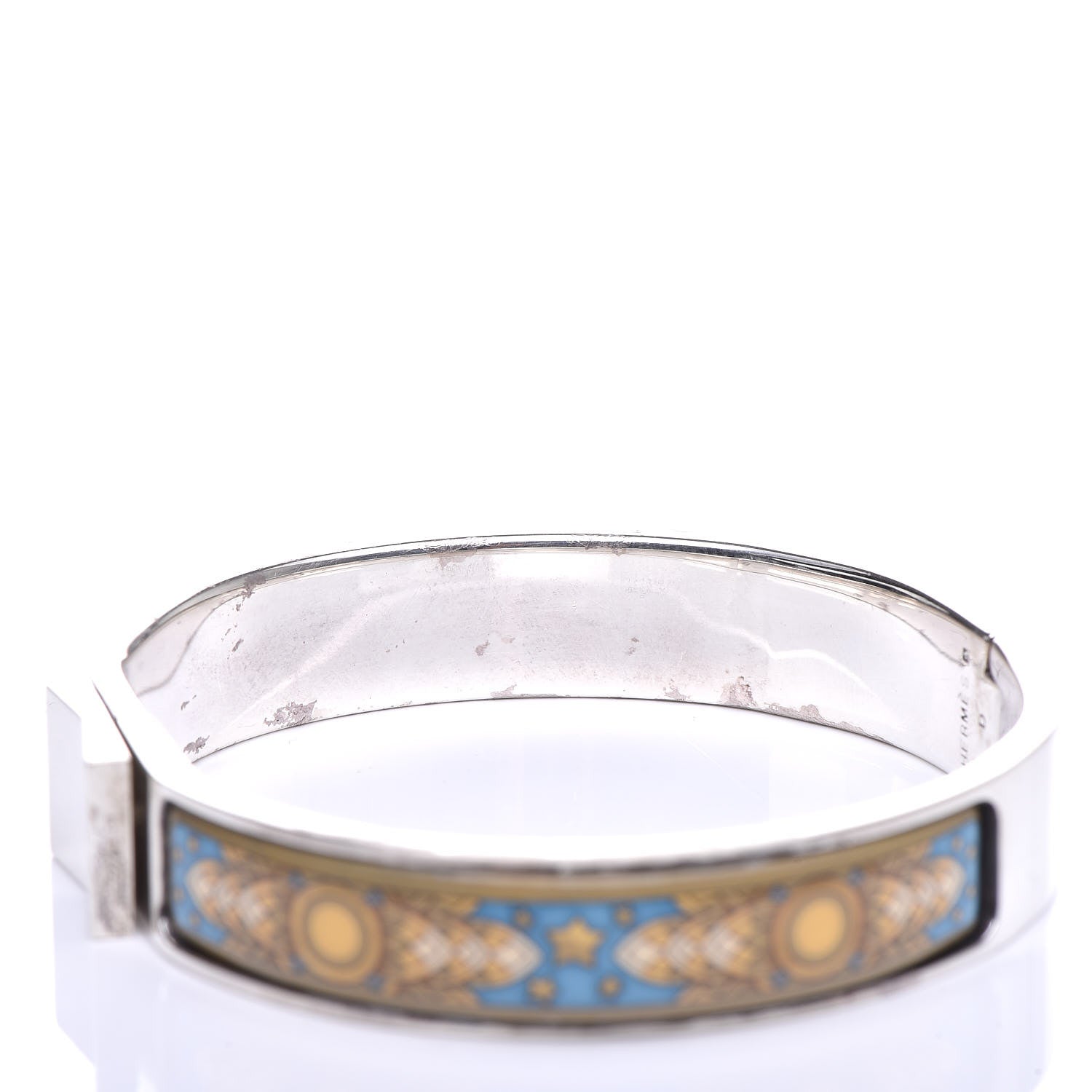 Hermes Sterling Silver Enamel Narrow Loquet Bracelet 5 of 10