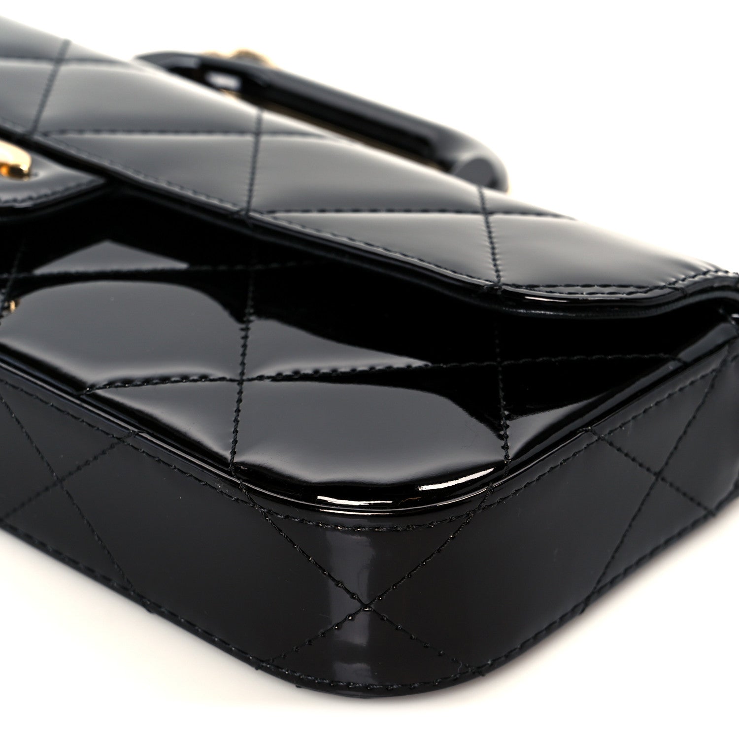 Chanel Metallic Mirror Calfskin Large Top Handle Clutch With Chain  Black 11 of 12