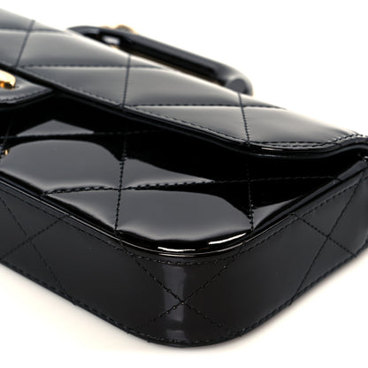 Chanel Metallic Mirror Calfskin Large Top Handle Clutch With Chain  Black 11 of 12