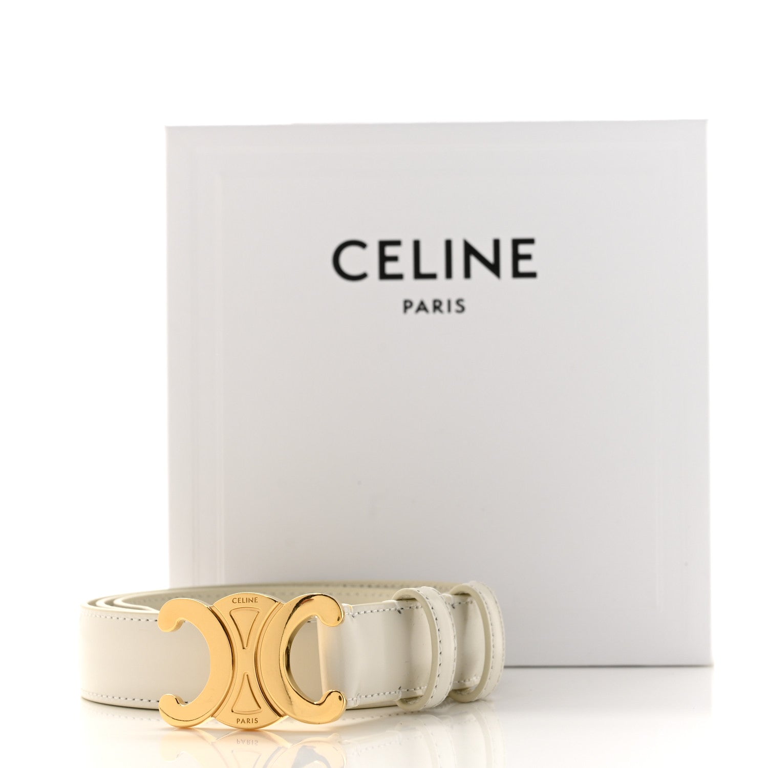 Celine Taurillon Triomphe Medium 25mm Belt 80 32 Rice 7 of 7