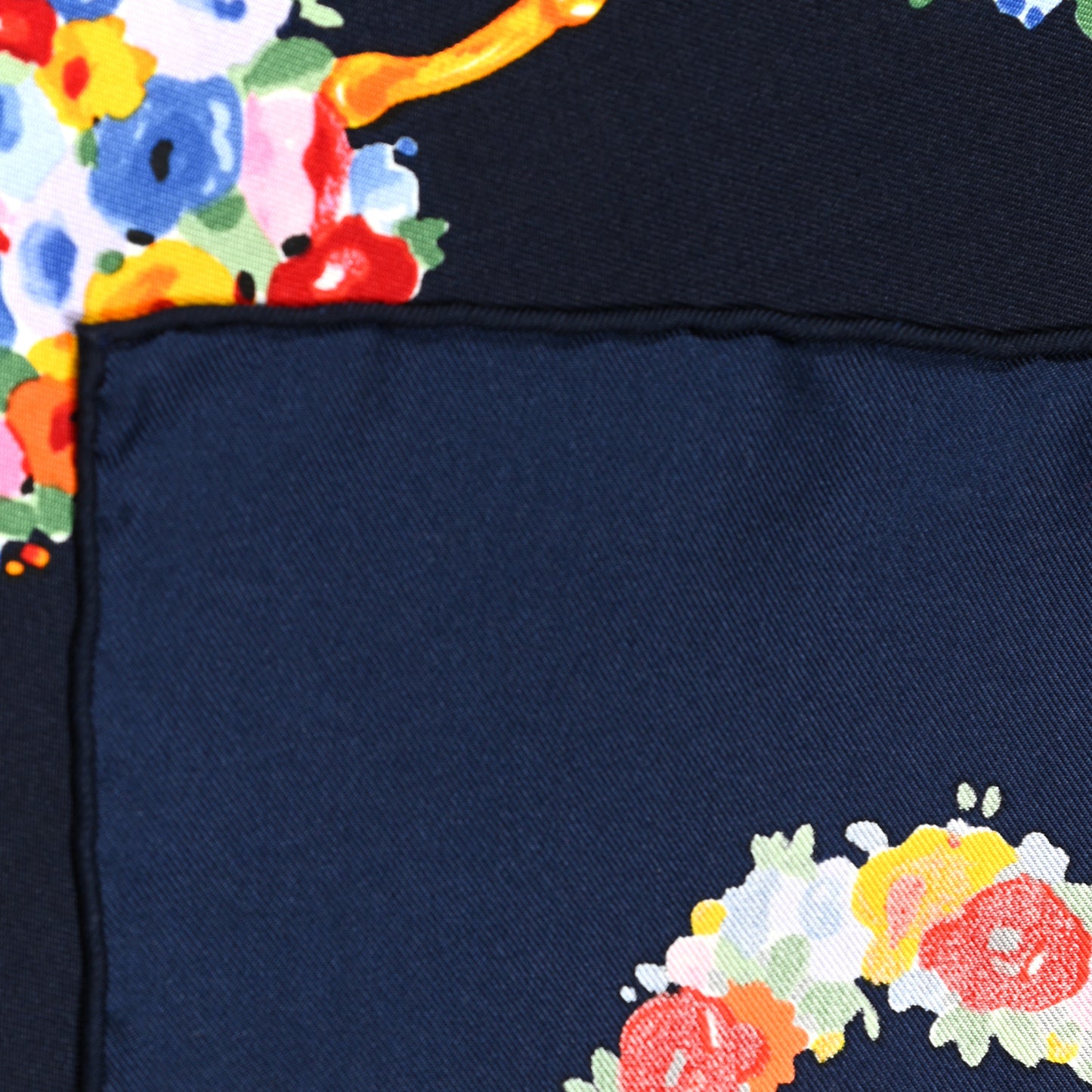 Silk Floral Scarf Navy Multicolor