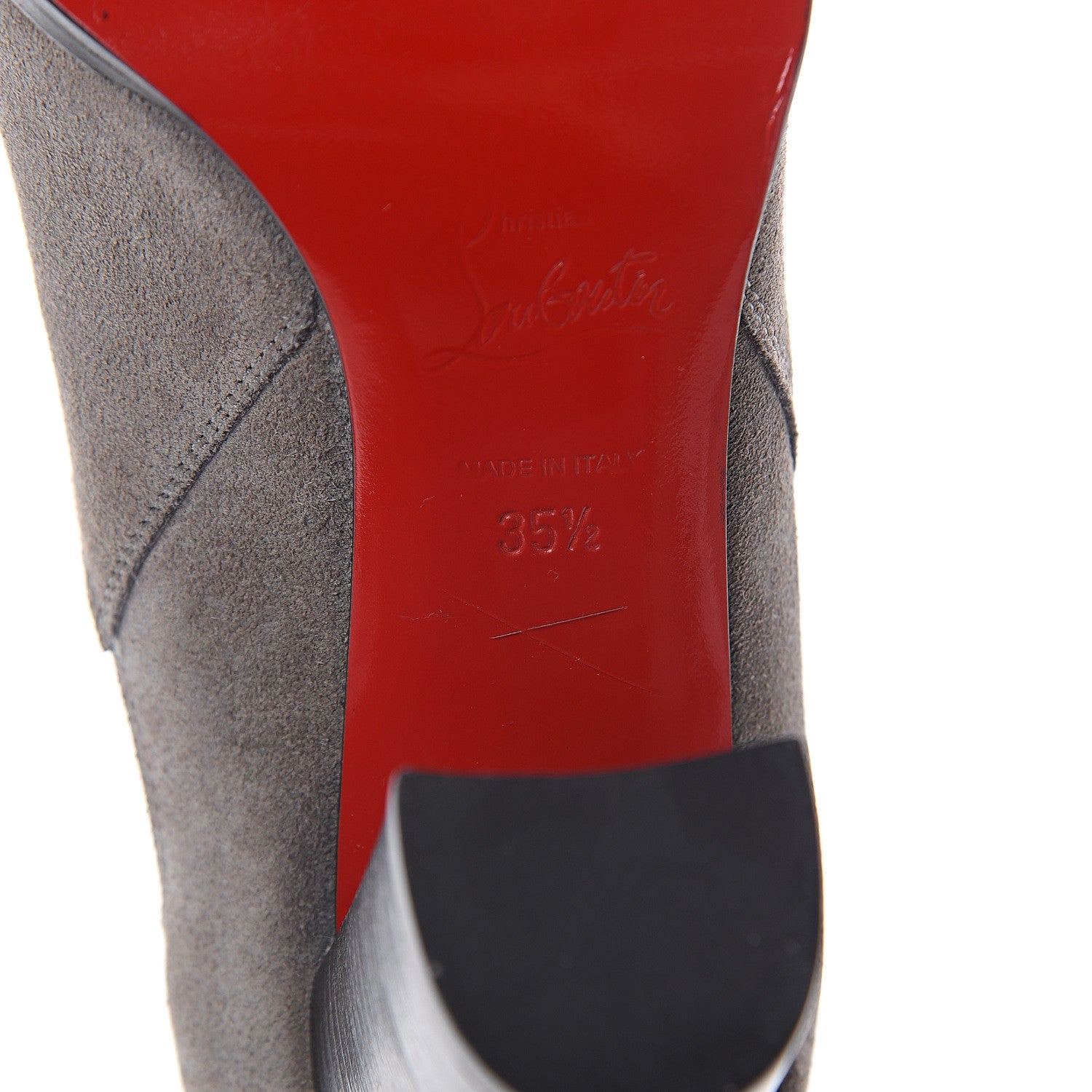 Christian Louboutin Crosta Verabotta 85 Chelsea Boots 35.5 Grey Black Lucido 6 of 6