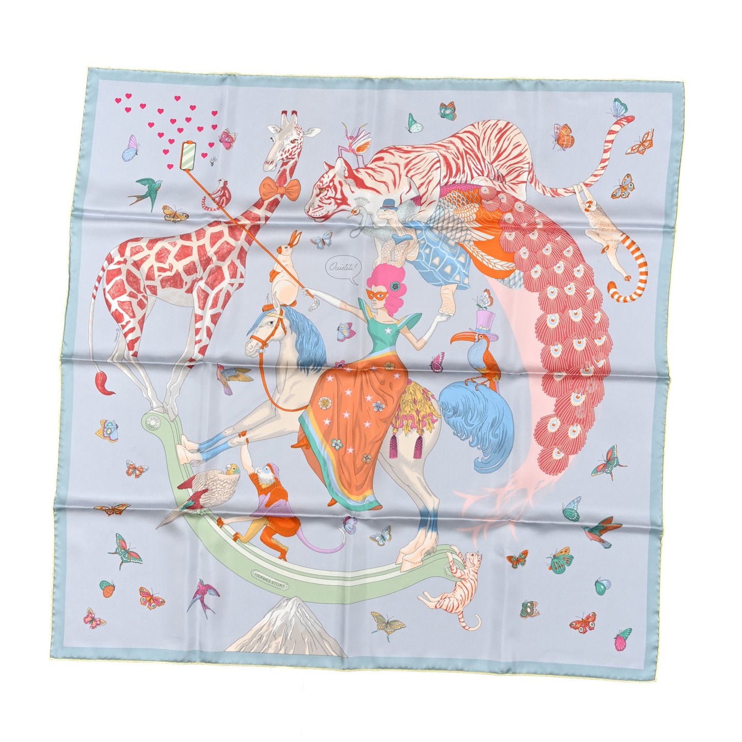 Silk Story 90 Scarf Bleu Glacier Rose Multicolor