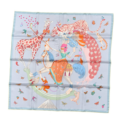 Hermes Silk Story 90 Scarf Bleu Glacier Rose Multicolor 1 of 4